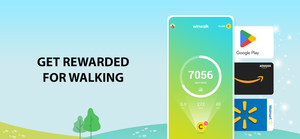 Walking challenge and digital reward system on smartphone
