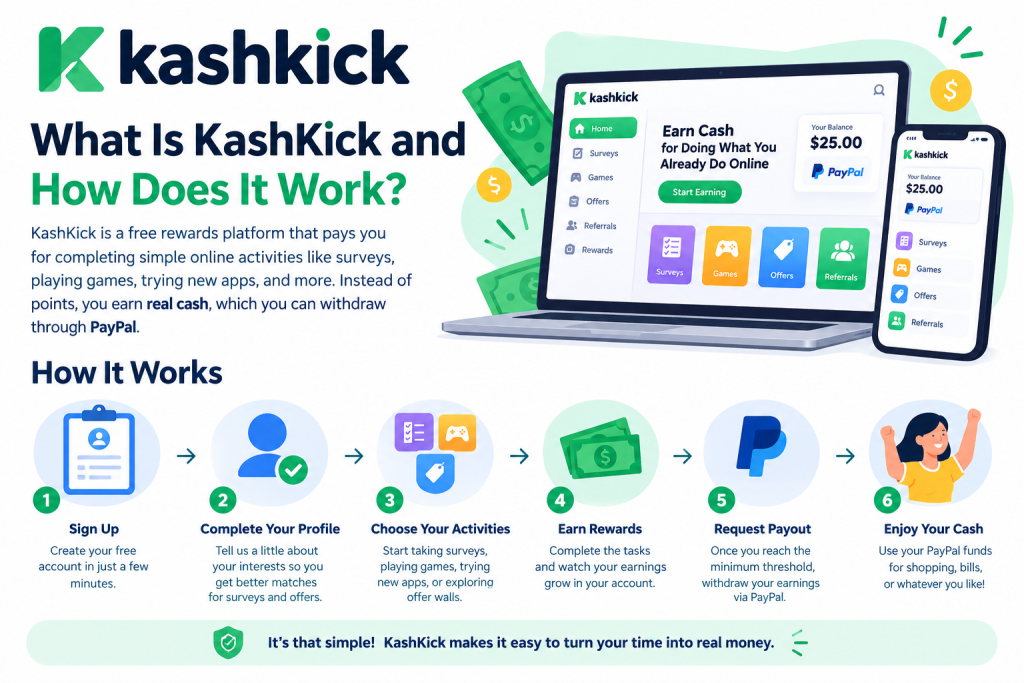Get money from KashKick using surveys and game rewards in 2026
