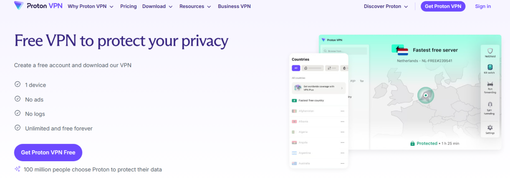 Best Free VPNs providing secure internet access, online privacy protection, and safe browsing without subscription costs.