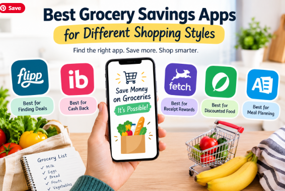 Best grocery savings apps for different shopping styles, including Flipp, Ibotta, Fetch, Flashfood, and AnyList
